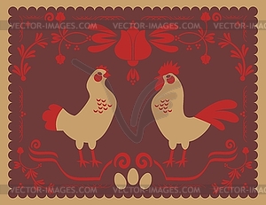 Hen and Rooster - vector clipart