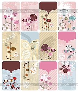 Seasonal Floral Gift Cards - vector clip art