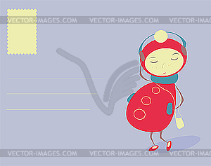 Girl with headphones - vector clip art