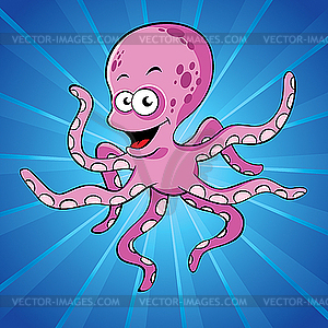 Funny cartoon octopus - vector image