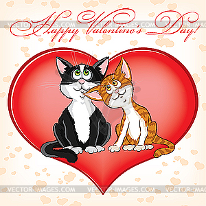 Valentine`s day card with cats - royalty-free vector image