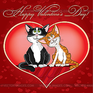 Valentine`s day card with cats - vector clip art