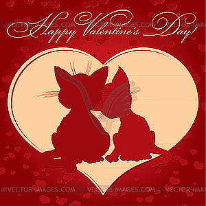 Valentine`s day card with cats - vector clipart