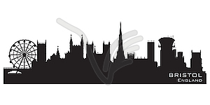 Bristol, England skyline. Detailed silhouette - vector clip art