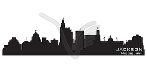 Jackson, Mississippi skyline. Detailed silhouette - vector clip art