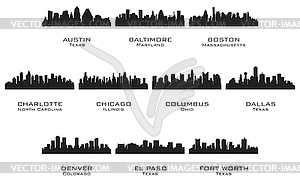 Силуэты городов США - клипарт в векторном виде