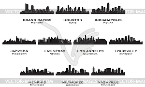 Silhouettes of the USA cities - vector clipart