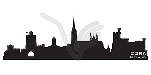 Корк, Ирландия горизонта. Подробный силуэт - графика в векторном формате