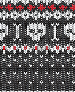 Knitted pattern with skulls - vector clipart