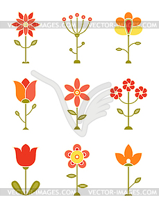 Retro Flower Set - vector image