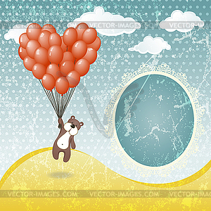 Cute teddy bear with balloon - vector EPS clipart