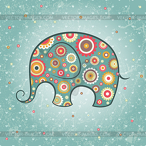 Floral elephant - vector image