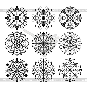 Decorative Snowflakes set - stock vector clipart