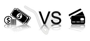 Cash vs card - vector image
