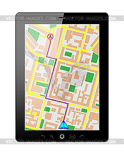 Планшетный компьютер с GPS - изображение в векторном формате
