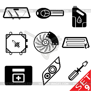 Car part icon set - vector clip art