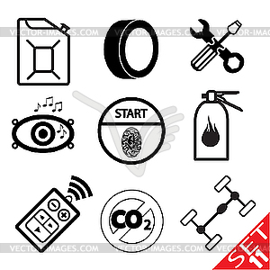 Car part icon set - vector clipart