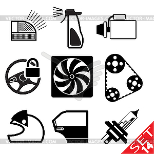 Car part icon set - vector clipart