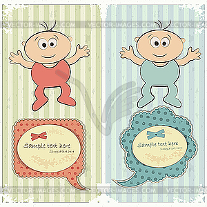 Baby postcard in vintage style - vector clipart