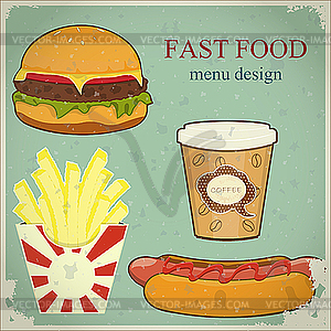 Vintage fast food menu - vector image