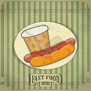 Vintage fast food menu - vector clipart