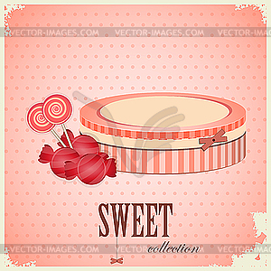 Vintage postcard - sweet candy - vector image