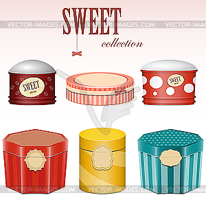 Candy gift boxes with labels - vector clipart