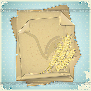 Grunge paper with ears of wheat - vector image