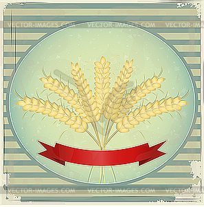 Vintage label with ears of wheat - vector image