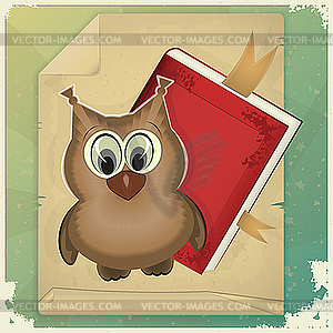 Wise owl and book - vector clipart