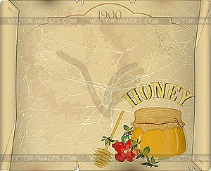 Honey and flowers on old paper - royalty-free vector image