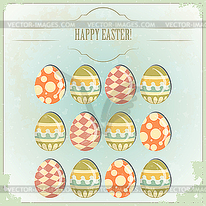 Easter Eggs - old postcard in vintage style - vector clip art