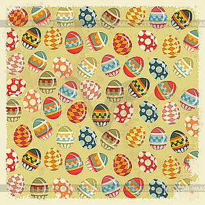 Easter Eggs - old Easter background in vintage style - vector clip art