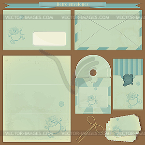 Retro envelopes and postcards - vector clip art