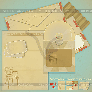 Vintage post set - Retro envelopes and postcards - vector clipart