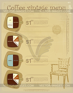 Template of menu for coffee drinks - vector clip art