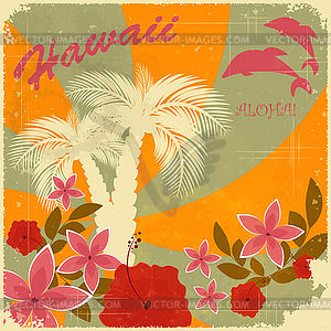 Vintage Hawaiian postcard - vector clipart