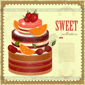 Big Chocolate Fruit Cake - vector clip art