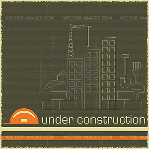 Under Construction in black and orange color - stock vector clipart