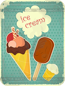 Ice cream retro poster - vector clip art