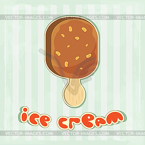 Ice cream on retro background - vector clipart