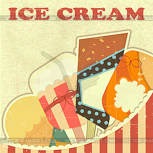 Ice Cream Retro color card - vector image