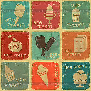 Ice Cream - set labels - vector clip art