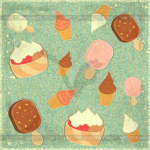 Ice Cream Vintage Background - vector image