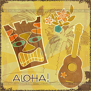 Гавайская ретро-открытка - векторизованный клипарт