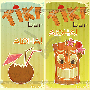 Retro stickers for Tiki bars - vector image