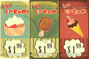 Ice cream labels in grunge style - vector image