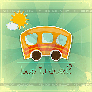 Fun bus travel card - vector clipart