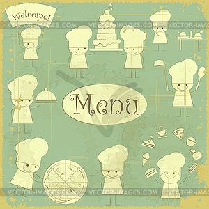 Vintage cover menu with chefs - vector clipart