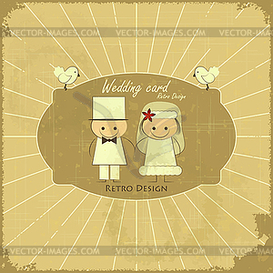 Retro Design Wedding Card - vector image